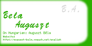 bela auguszt business card