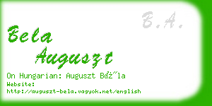 bela auguszt business card